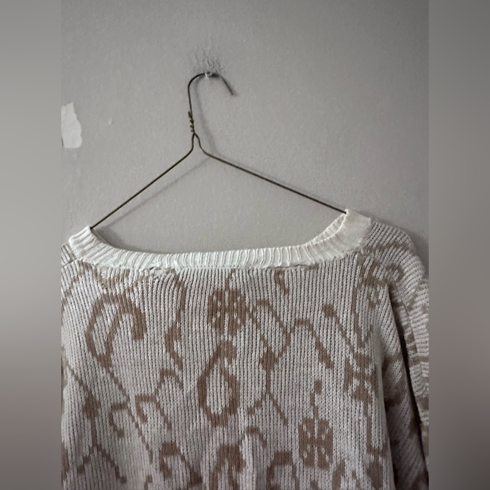 Patterned Cream & Tan Sweater - Picture 10 of 11